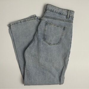 SHEIN PETITE High Waist Straight Leg Jeans, Small, Light Wash